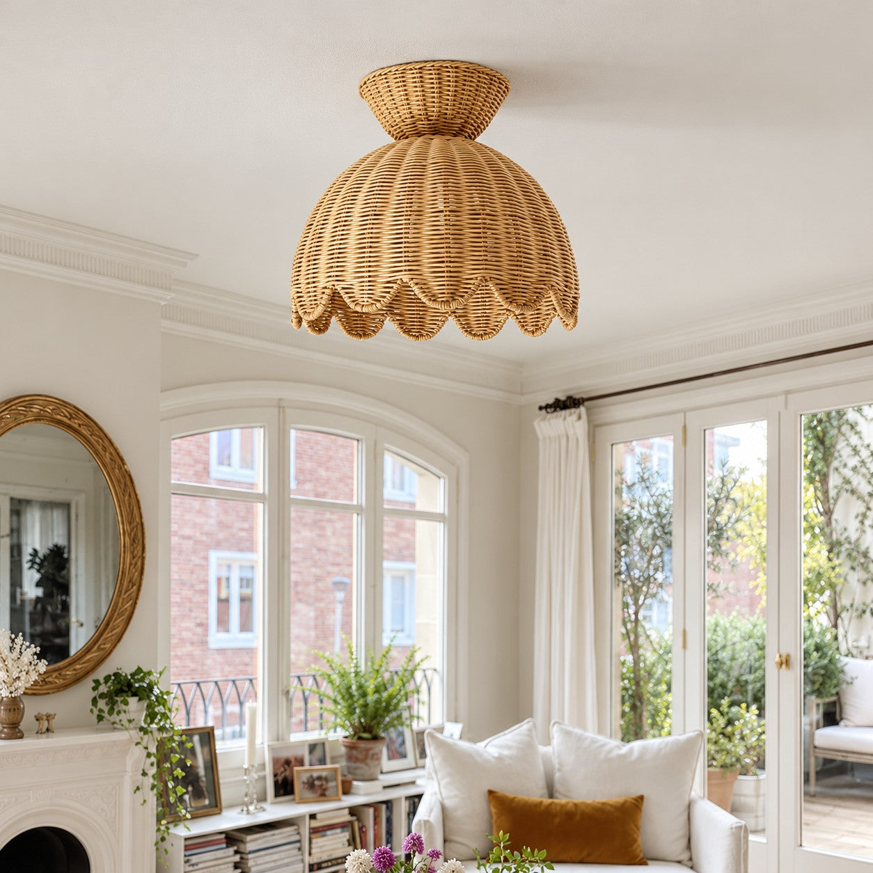 Rattalia Ceiling Light - Sculptural Flower Design in Natural Style for Kitchen Island