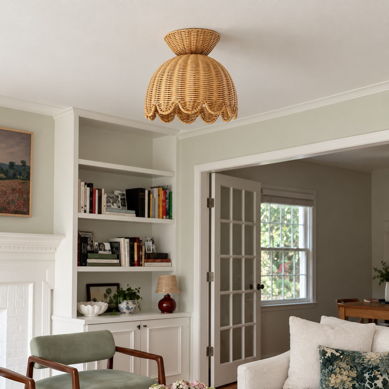 Rattalia Ceiling Light - Sculptural Flower Design in Natural Style for Kitchen Island