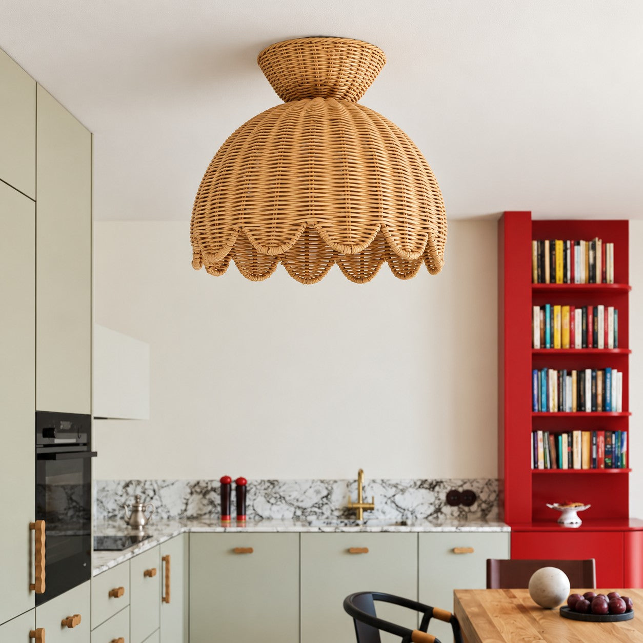 Rattalia Ceiling Light - Sculptural Flower Design in Natural Style for Kitchen Island