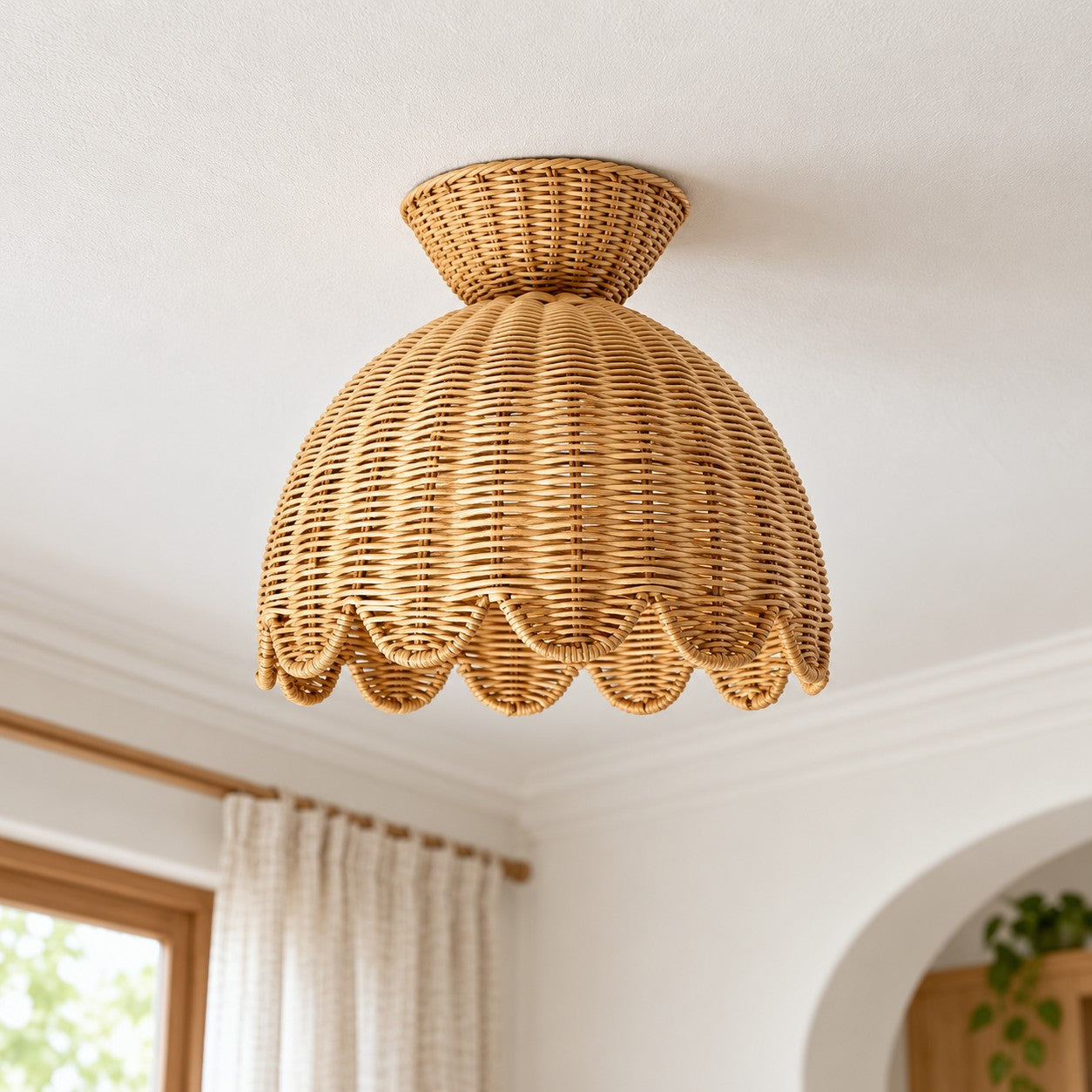 Rattalia Ceiling Light - Sculptural Flower Design in Natural Style for Kitchen Island