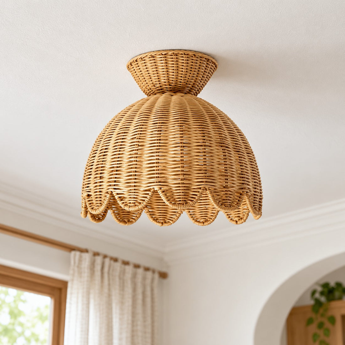 Rattalia Ceiling Light - Sculptural Flower Design in Natural Style for Kitchen Island