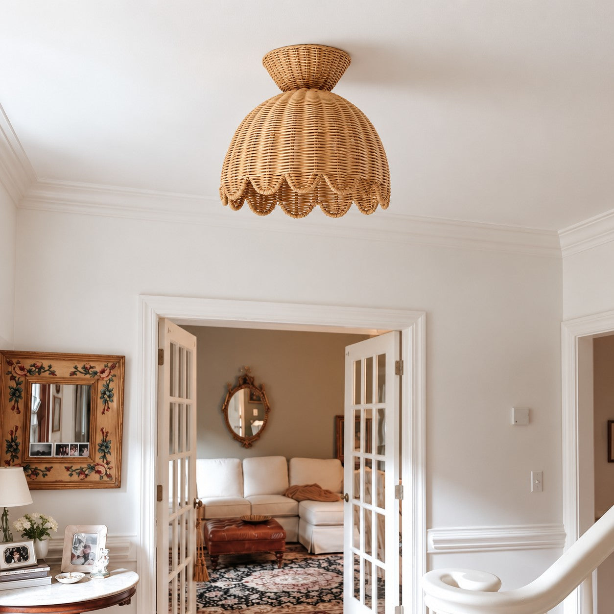 Rattalia Ceiling Light - Sculptural Flower Design in Natural Style for Kitchen Island