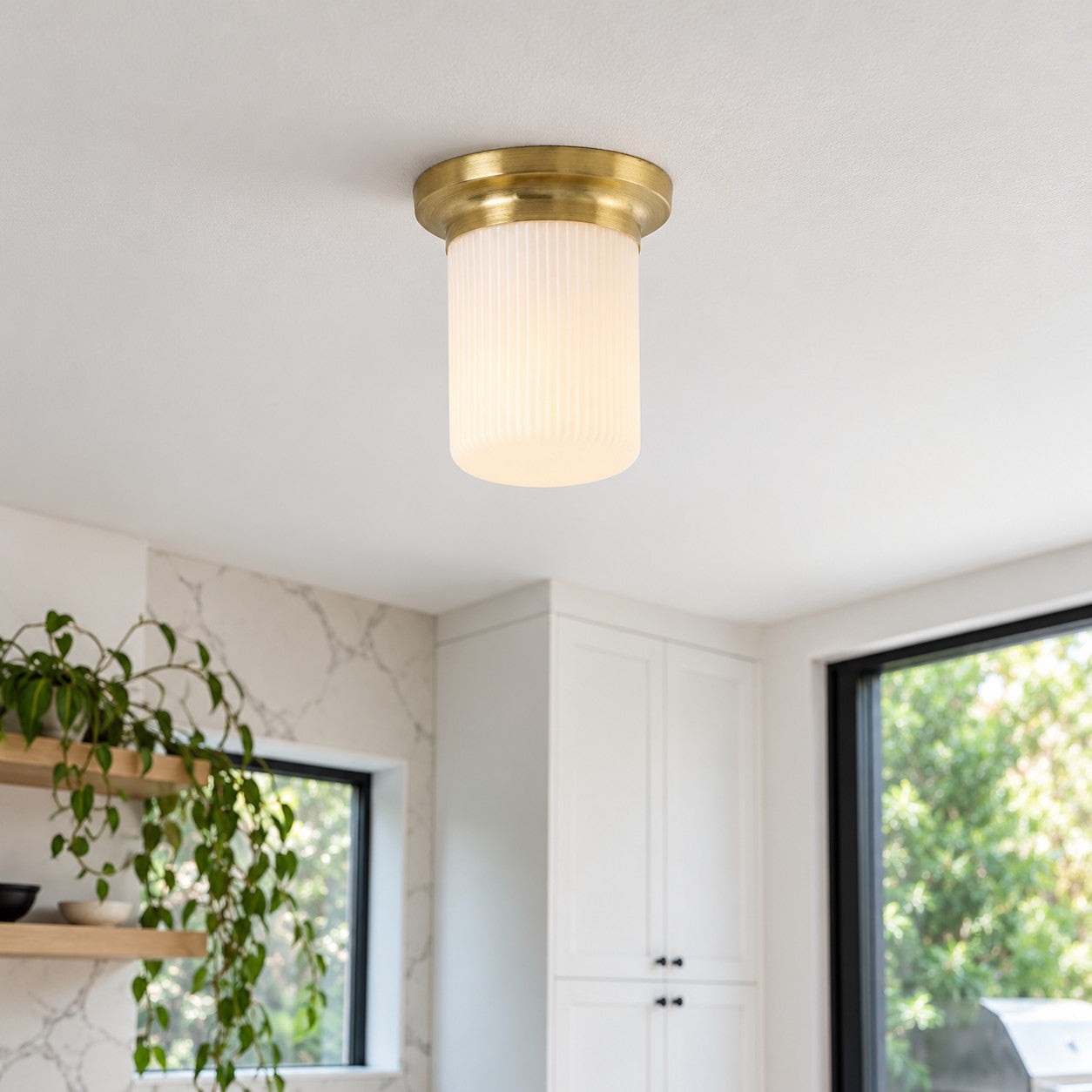 Rivora Fluted Glass Flush Mount – Ribbed Durable Ceiling Light