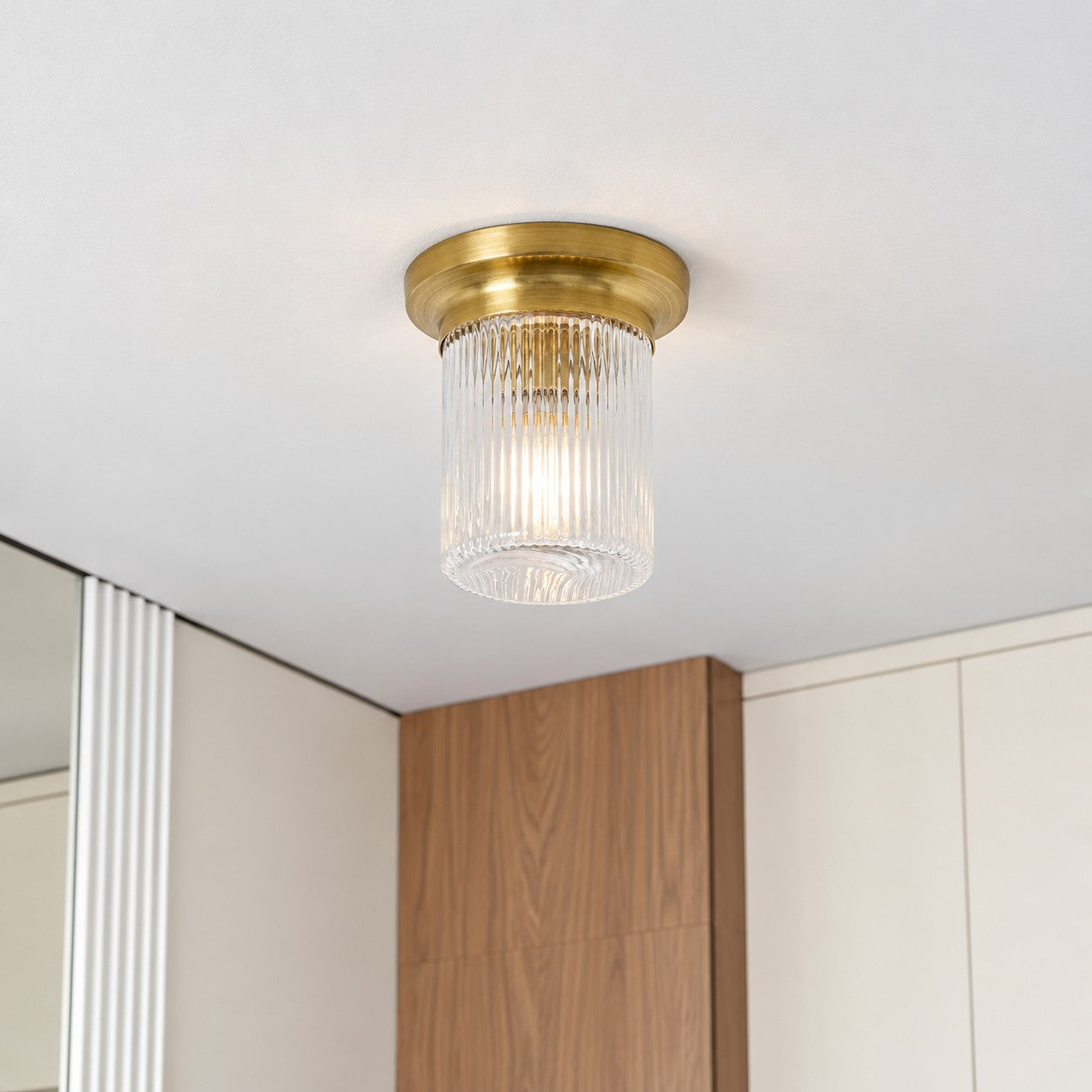 Rivora Fluted Glass Flush Mount – Ribbed Durable Ceiling Light