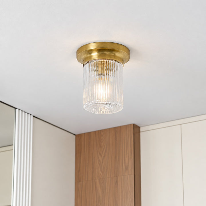 Rivora Fluted Glass Flush Mount – Ribbed Durable Ceiling Light
