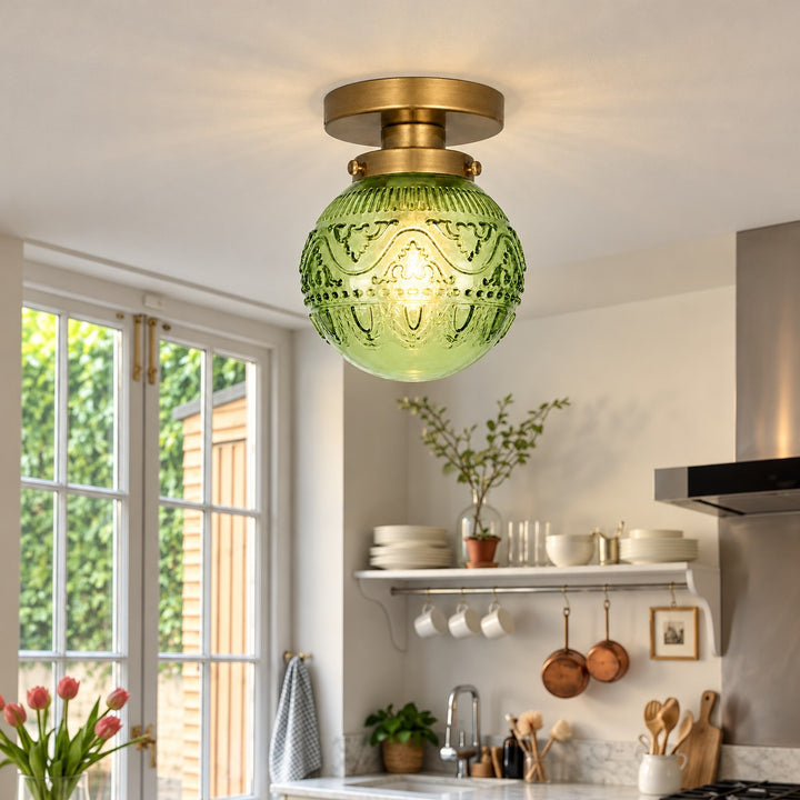 Naveliro Sphere Glass Flush Mount Ceiling Light - Timeless Design for Living Room and Kitchen
