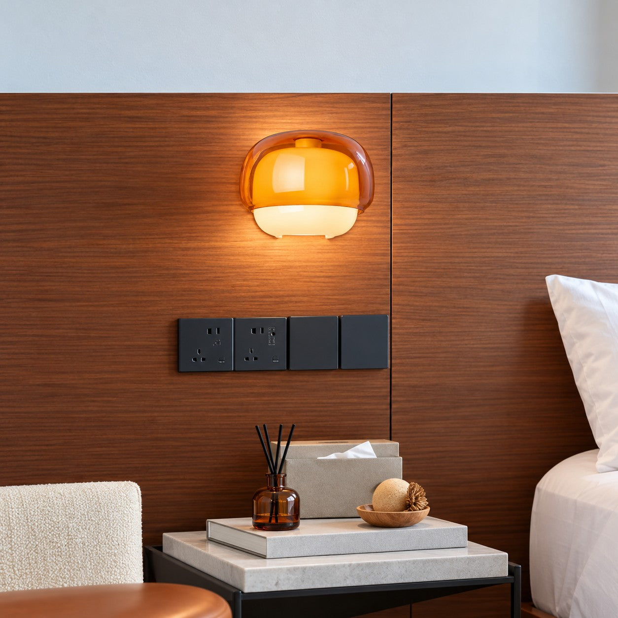 Clinco Colored Modern Vintage Glass Wall Lamp - Soft Mushroom Glow