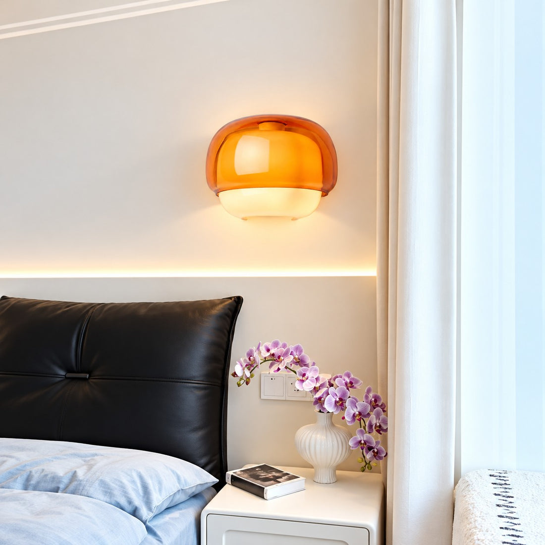 Clinco Colored Modern Vintage Glass Wall Lamp - Soft Mushroom Glow