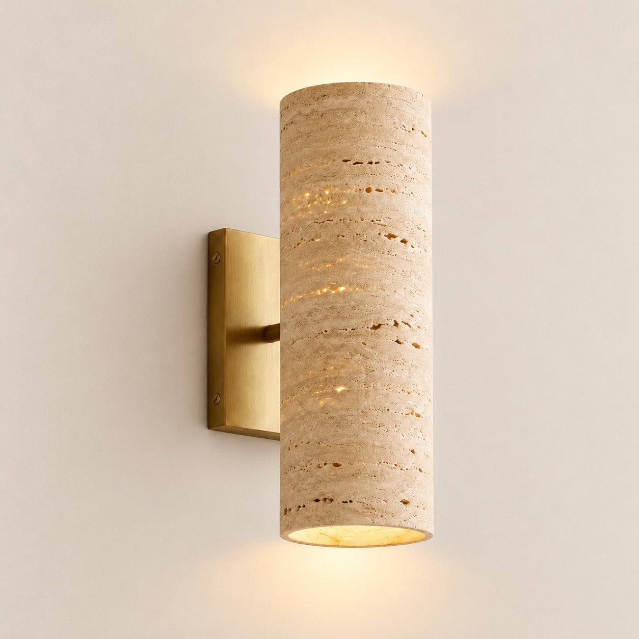 Wolvina Natural Marble Tube Sconce with Sleek Metal Details