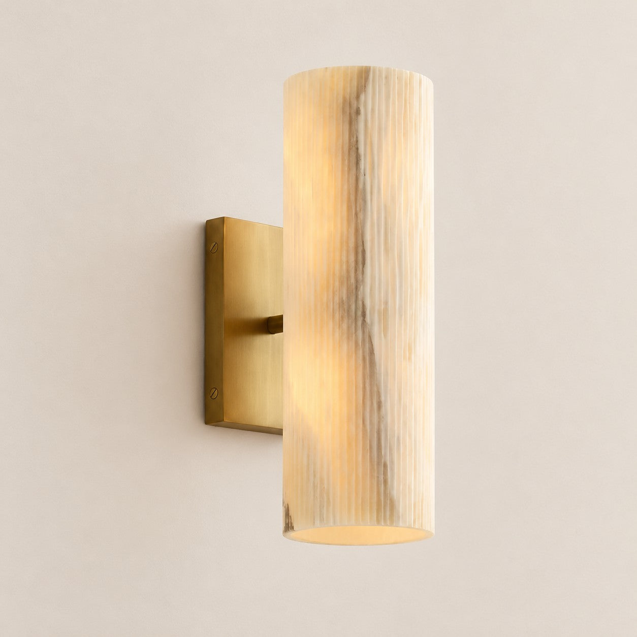 Wolvina Natural Marble Tube Sconce with Sleek Metal Details