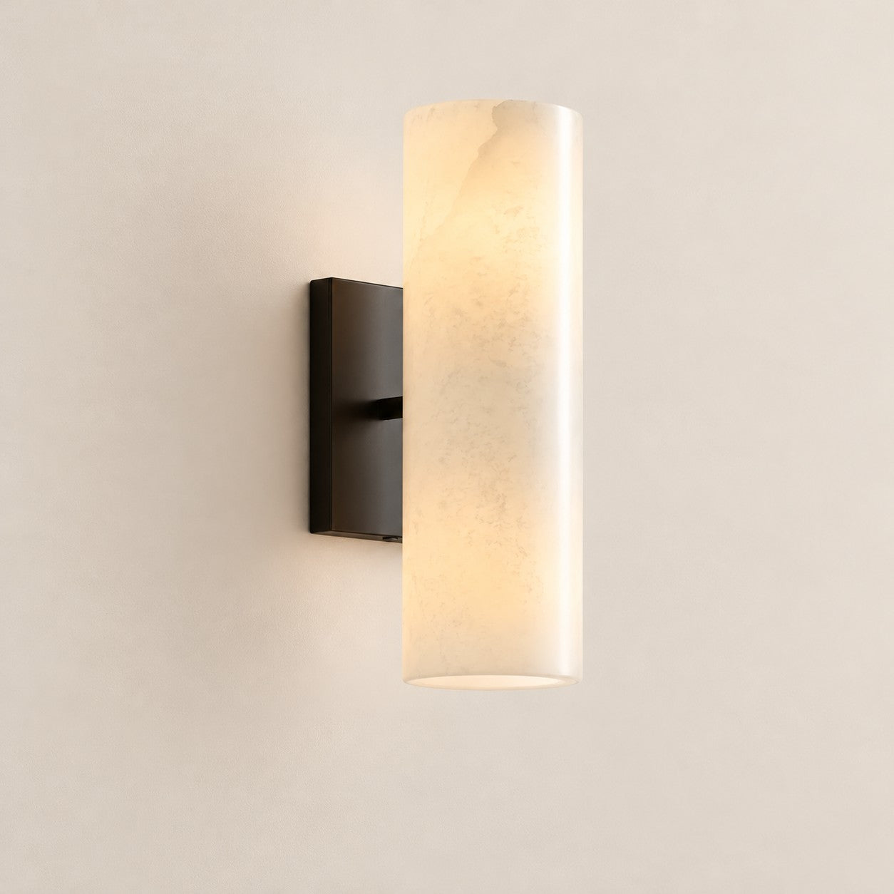 Wolvina Natural Marble Tube Sconce with Sleek Metal Details
