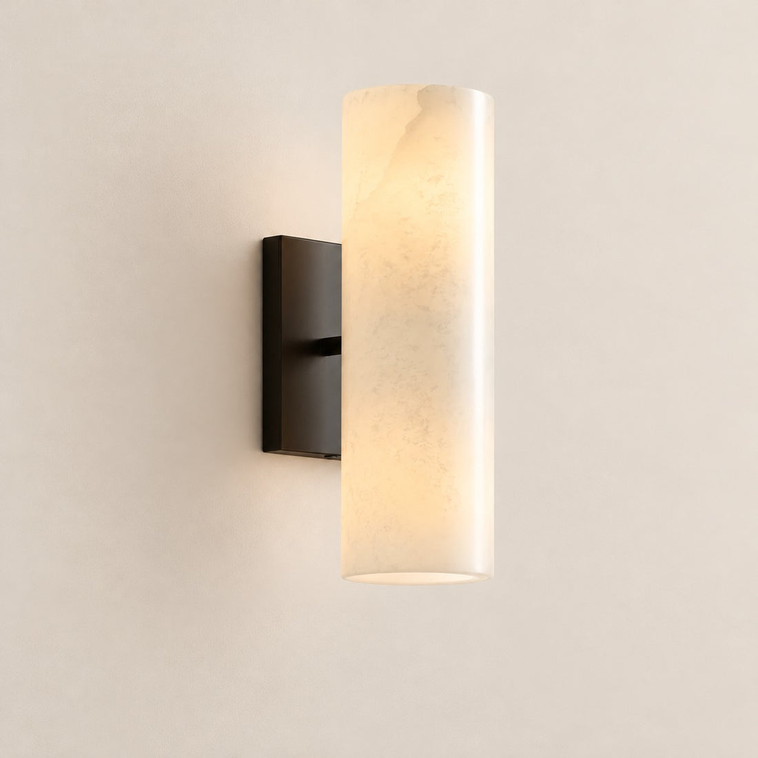 Wolvina Natural Marble Tube Sconce with Sleek Metal Details