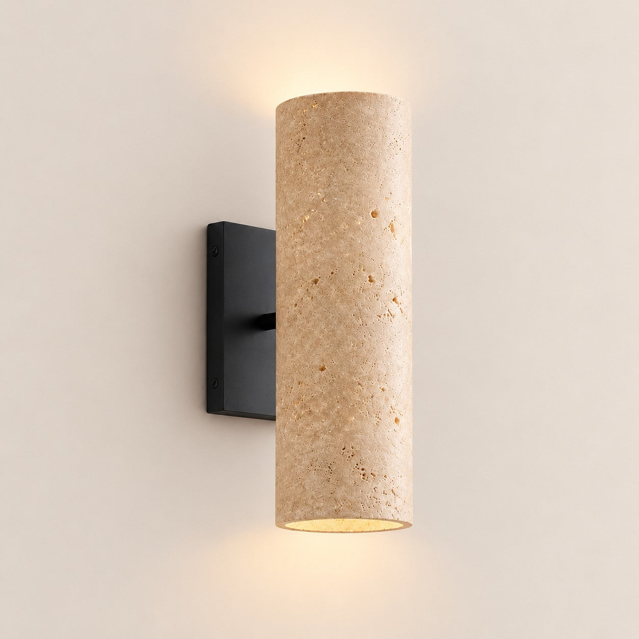 Wolvina Natural Marble Tube Sconce with Sleek Metal Details