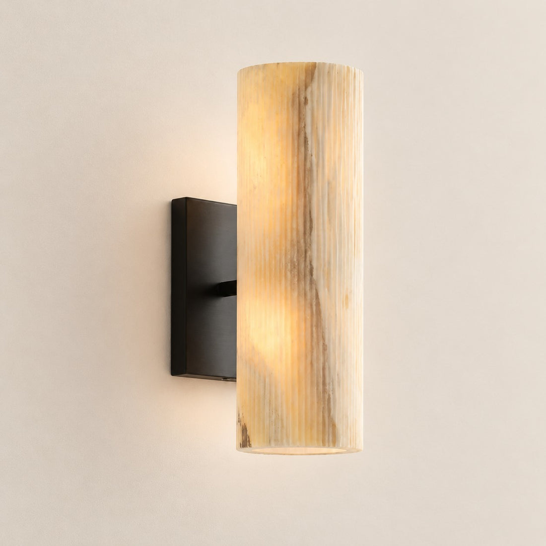 Wolvina Natural Marble Tube Sconce with Sleek Metal Details