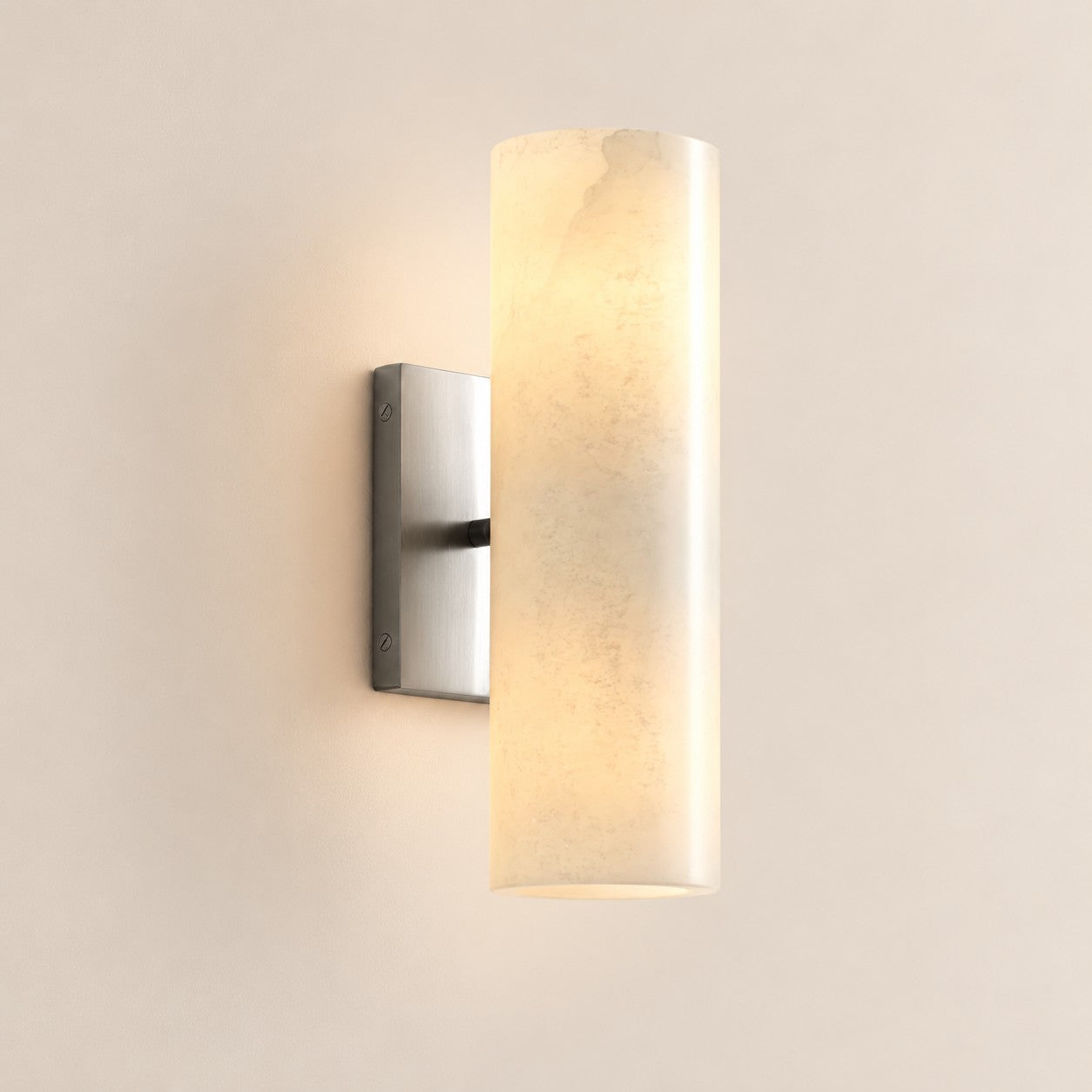 Wolvina Natural Marble Tube Sconce with Sleek Metal Details