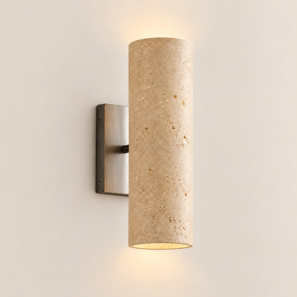 Wolvina Natural Marble Tube Sconce with Sleek Metal Details
