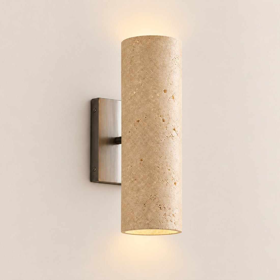 Wolvina Natural Marble Tube Sconce with Sleek Metal Details