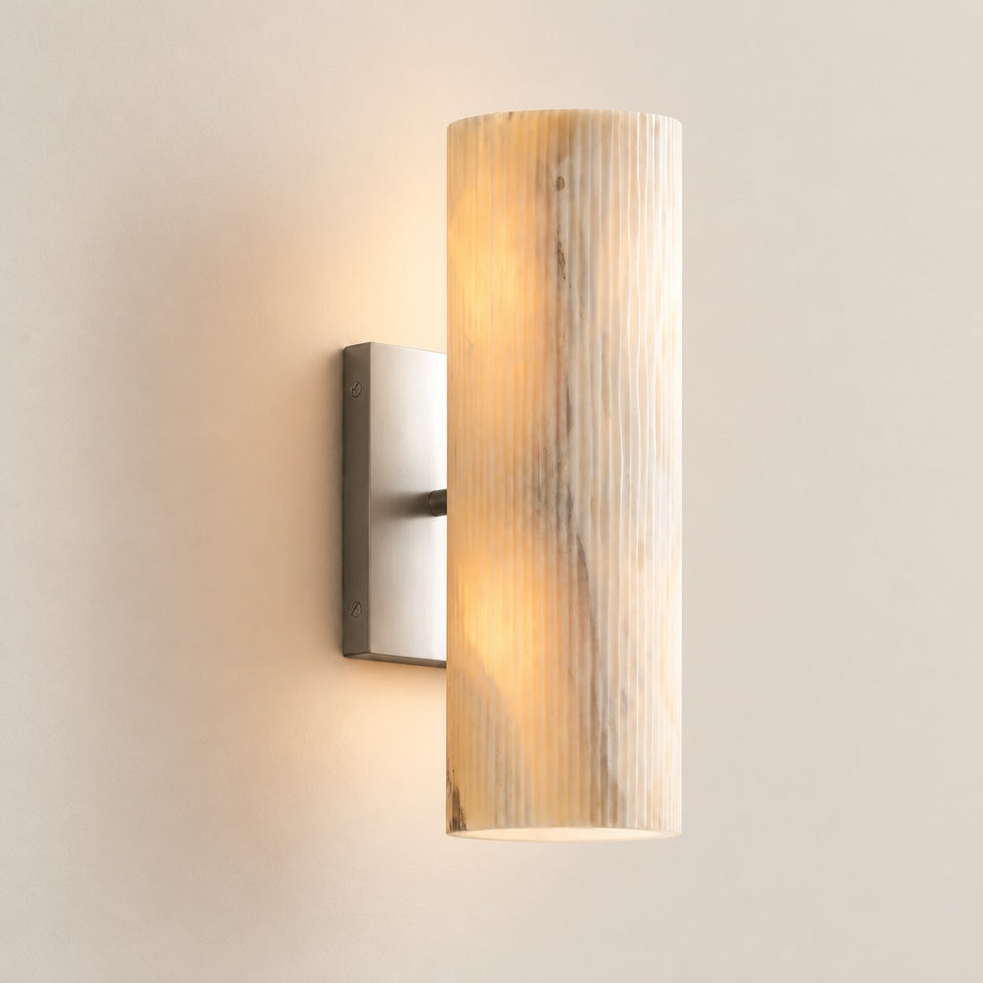 Wolvina Natural Marble Tube Sconce with Sleek Metal Details