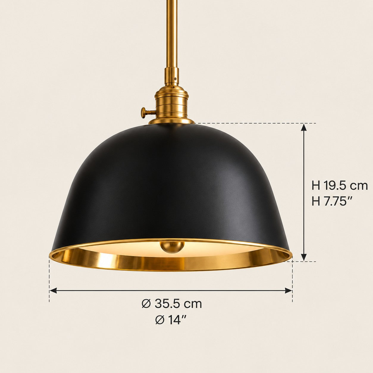 Forvara Classic Bell Pendant Light Industrial Pole Pendant Fixture for Dining Room