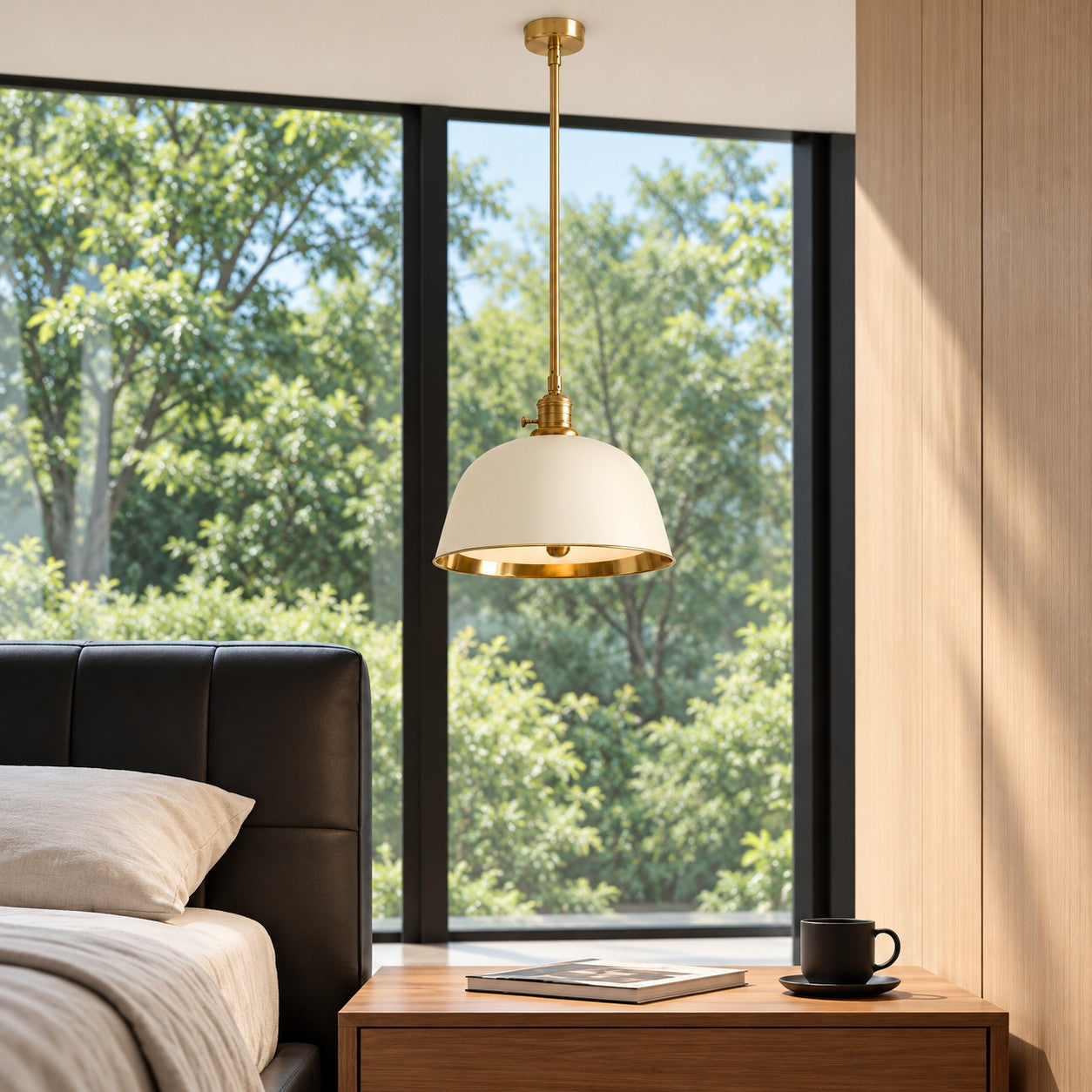Forvara Classic Bell Pendant Light Industrial Pole Pendant Fixture for Dining Room