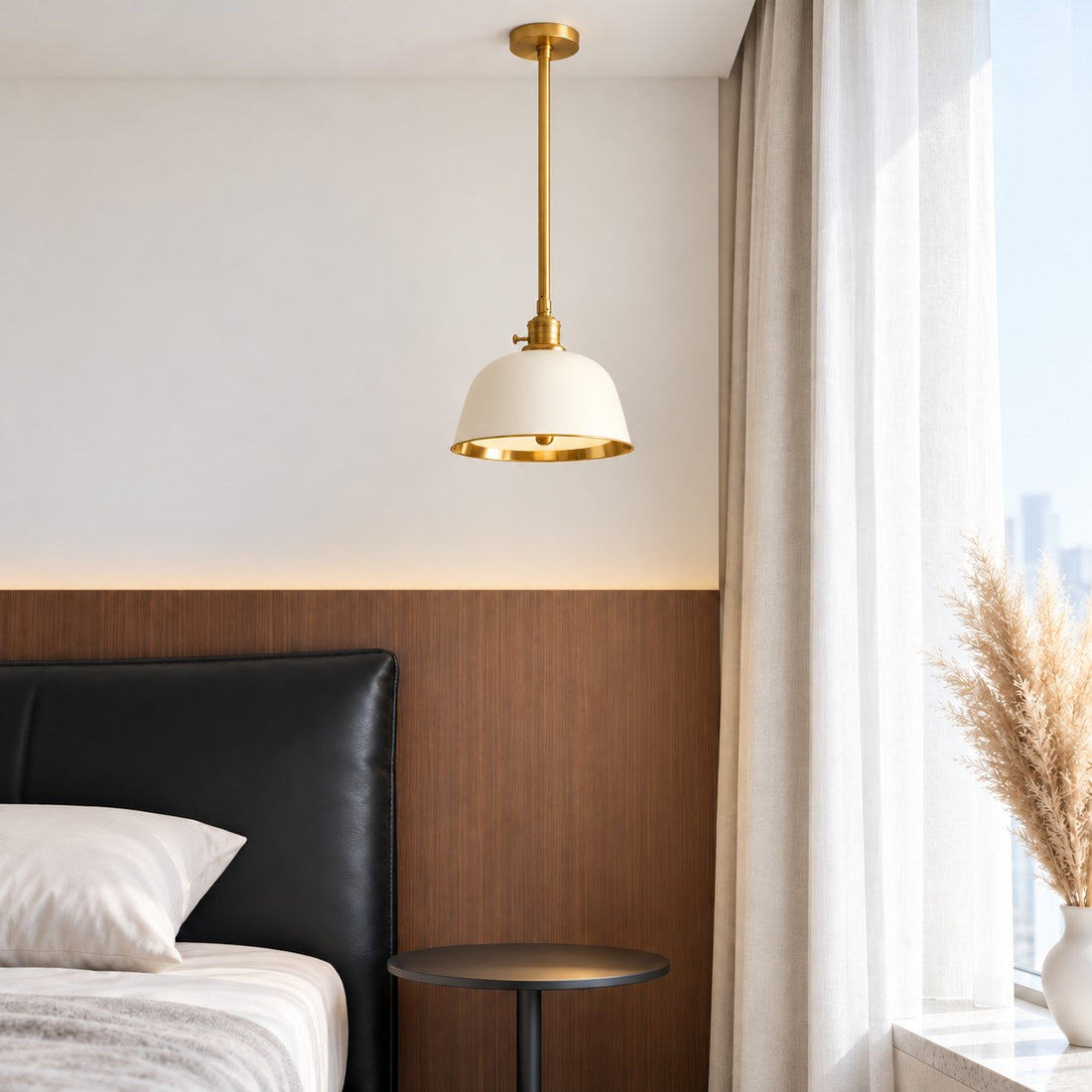 Forvara Classic Bell Pendant Light Industrial Pole Pendant Fixture for Dining Room