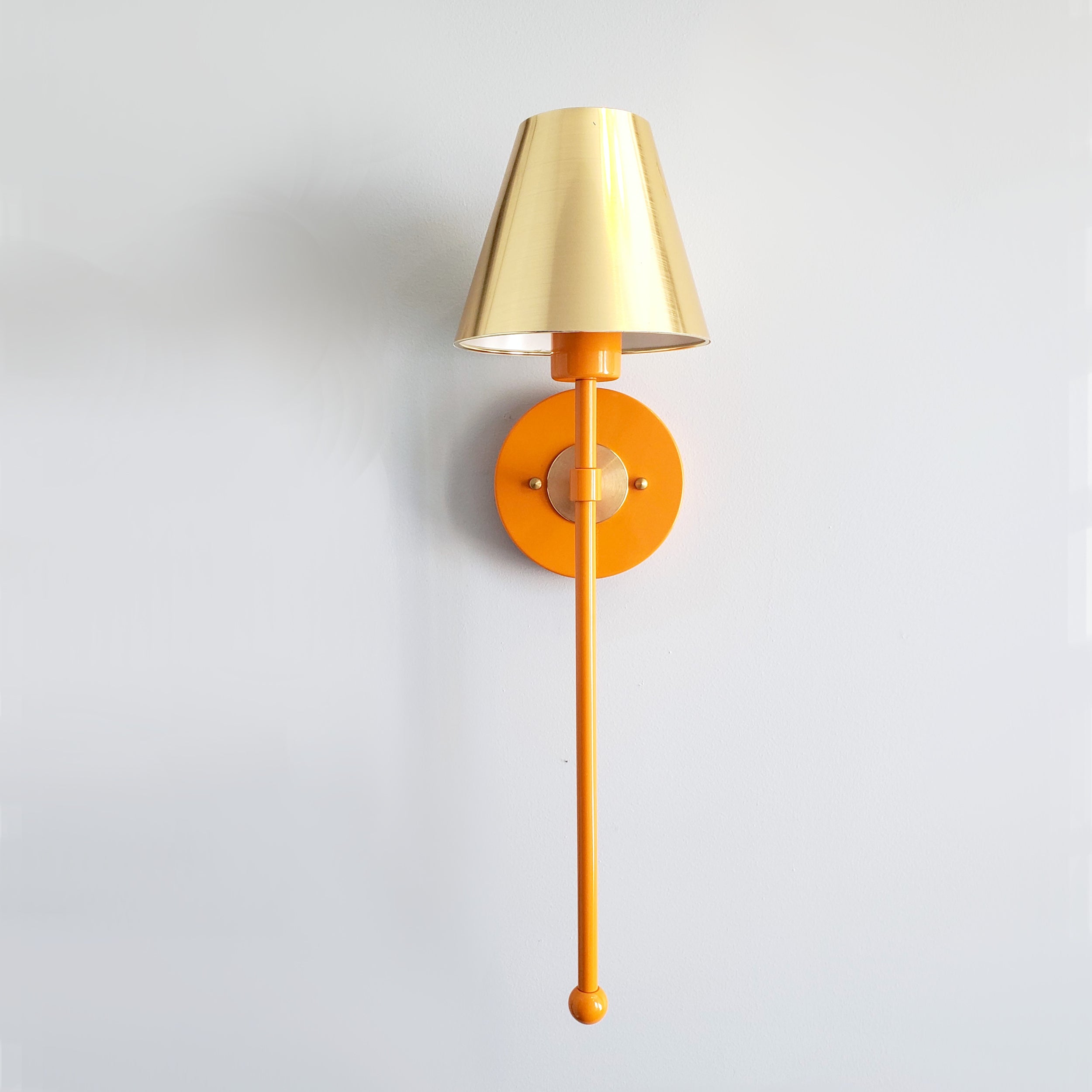 Colorful Single Light Wall Sconce - Brass Accent for Bathroom & Hallway