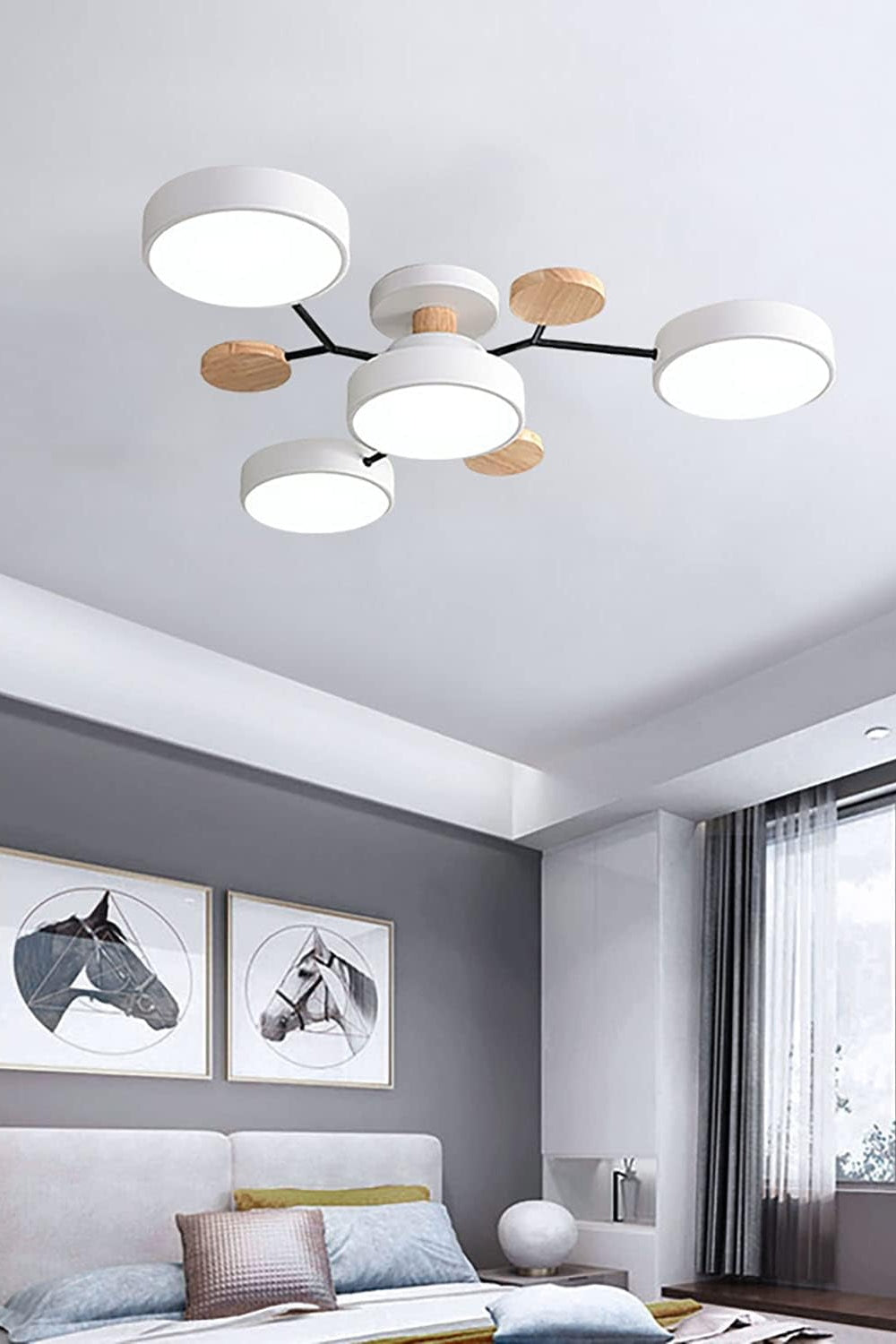 Multihead Disc Morandi Color Branch Ceiling Light