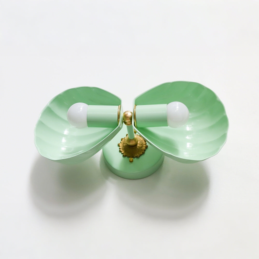 Coastal Shell Wall Light - Double Sconce with Steel and Brass Finish