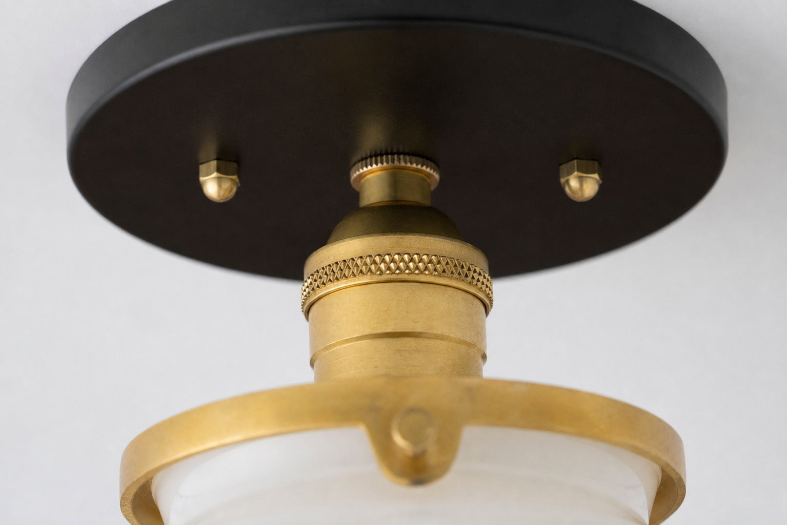 Glorica Glass Mid Century Semi Flush Ceiling Light - White Opal Glass Globe Fixture
