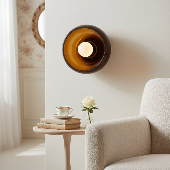 Haelen Alistair Retro Bowl-Shade Wall Sconce - Glass or Alabaster Wall Light for Living Room