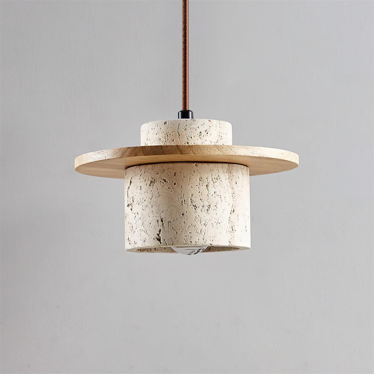 Elegant Textured Cylindra Stone Pendant Lamp