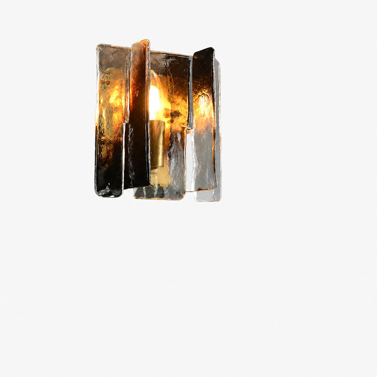 Modern Luxury Rectangle Copper Glass 1-Light Wall Sconce Lamp For Living Room