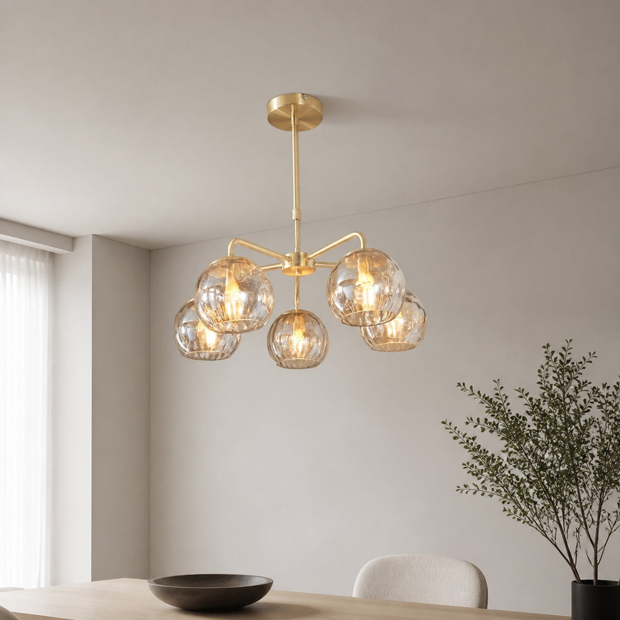 Tracian Glass Mid-Century Modern Globe Pendant Light for Dining Room