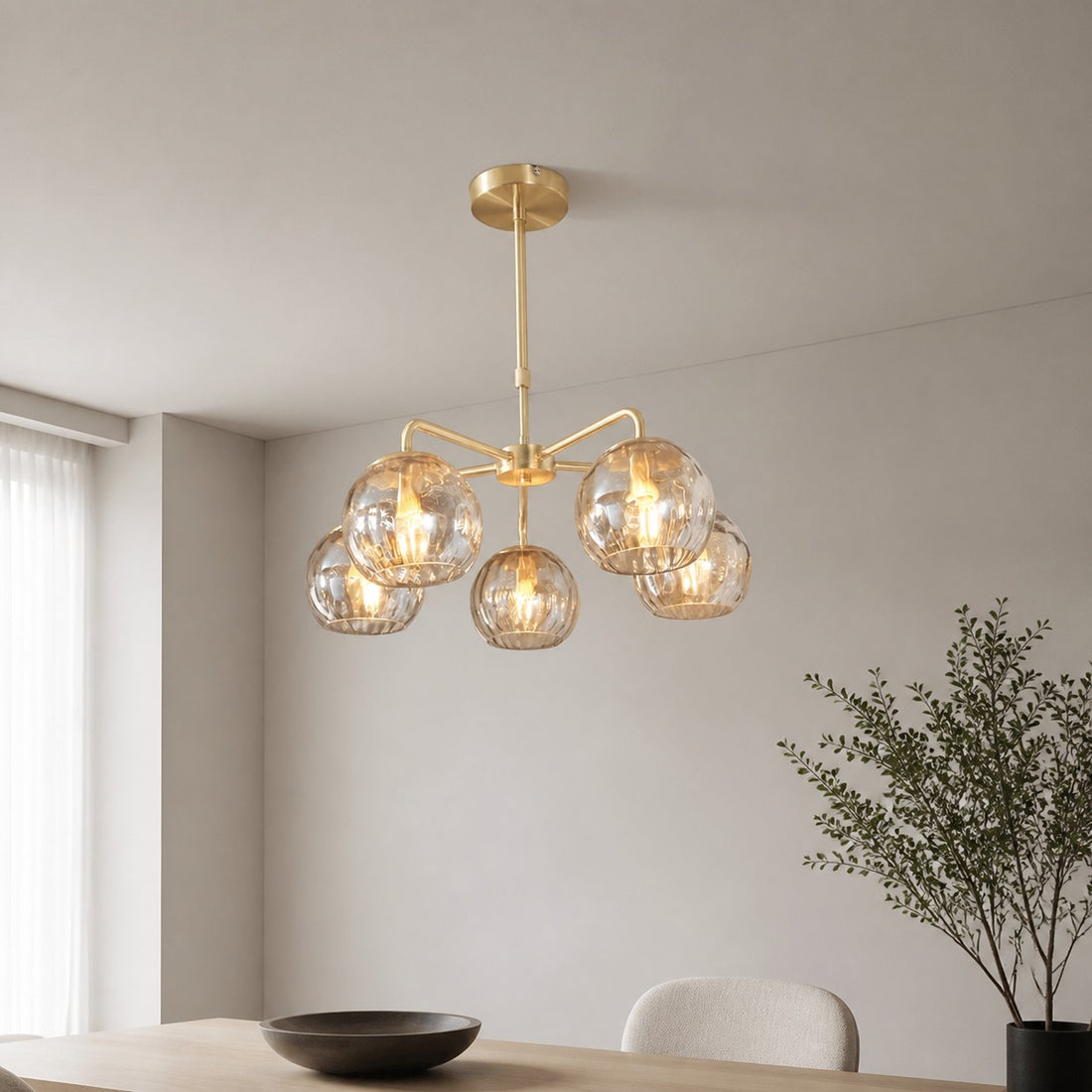 Tracian Glass Mid-Century Modern Globe Pendant Light for Dining Room