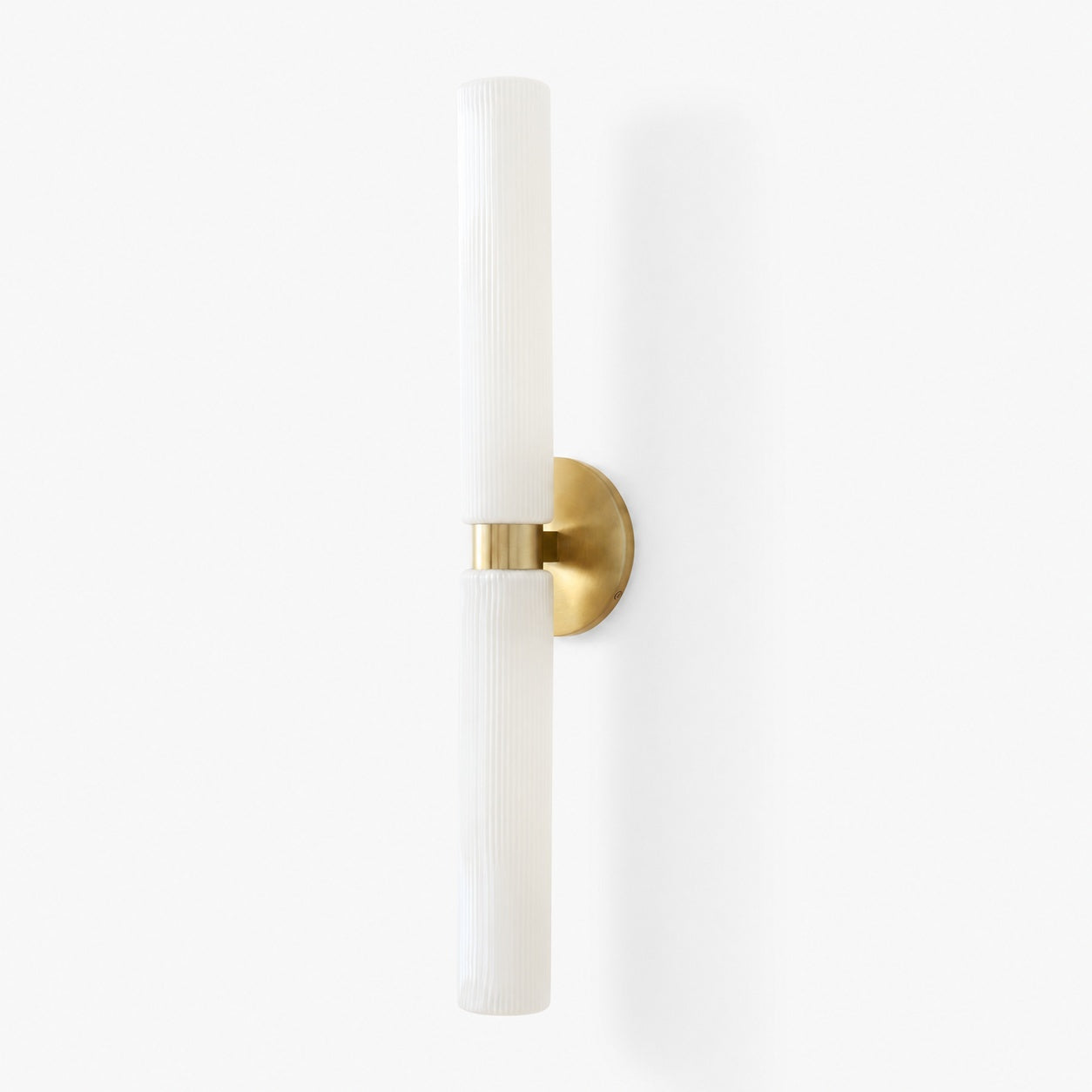 Rivora Modern Fluted Glass Wall Light - Double Short Indoor Outdoor Sconce