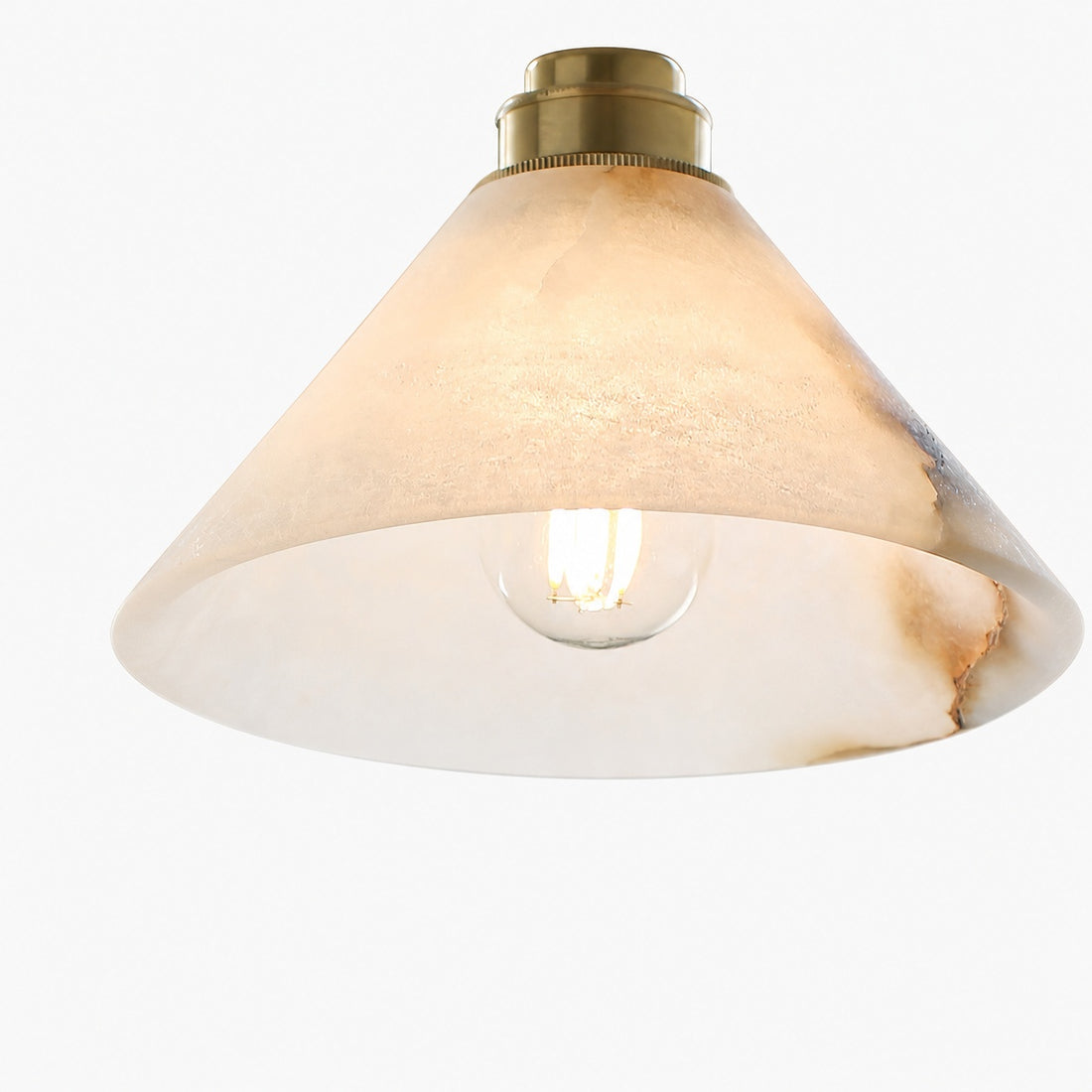 Conical Brass Alabaster Pendant Lamp