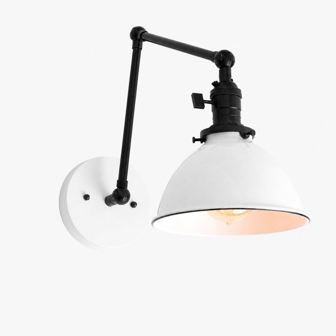 Conique Metal Vintage Industrial Swing Arm Wall Lamp - Adjustable Dome Shade for Study