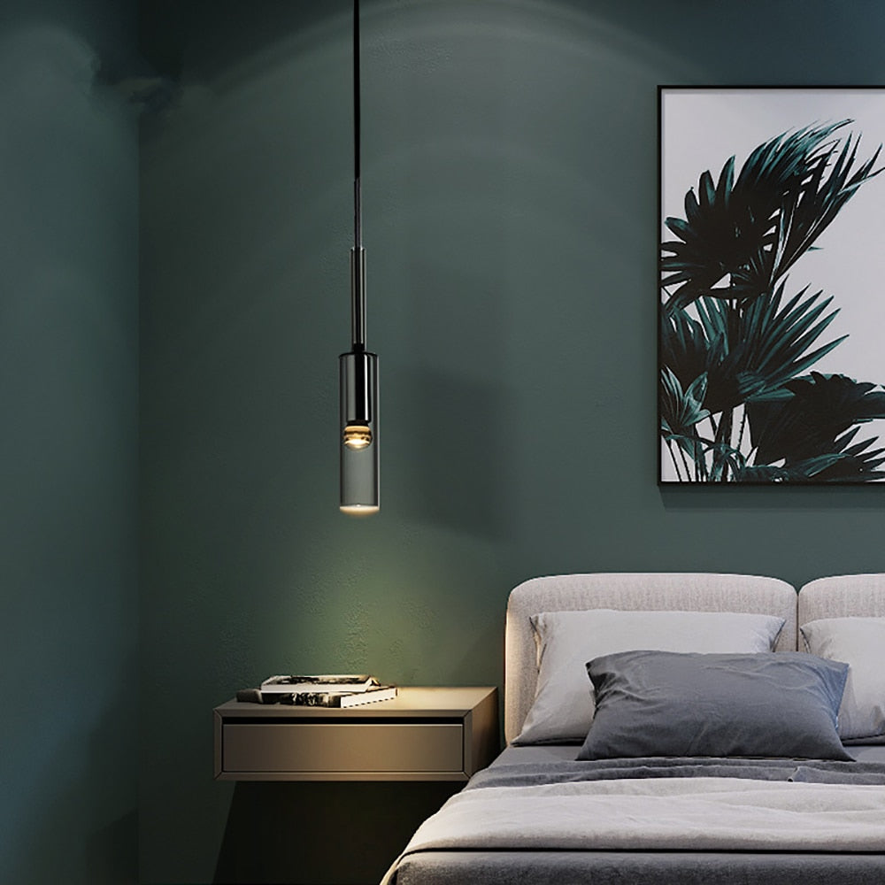 Modern Cylindrical Glass Pendant Light