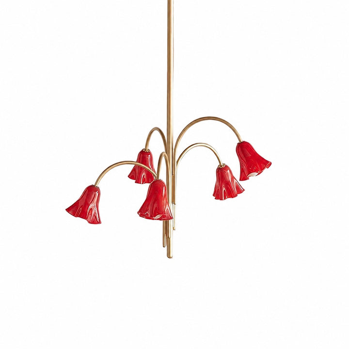 Bellina Modern Romantic Chandelier - Botanical Lily Design with Glass Flowers