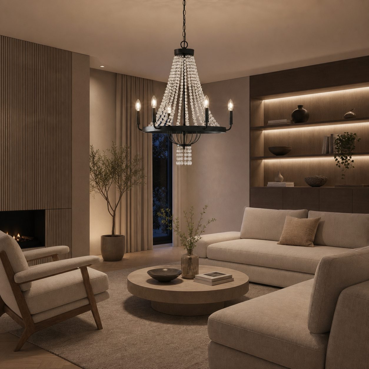 Crystallis Modern Metal Structure Crystal Chandelier - Luxury Lighting for Living Room