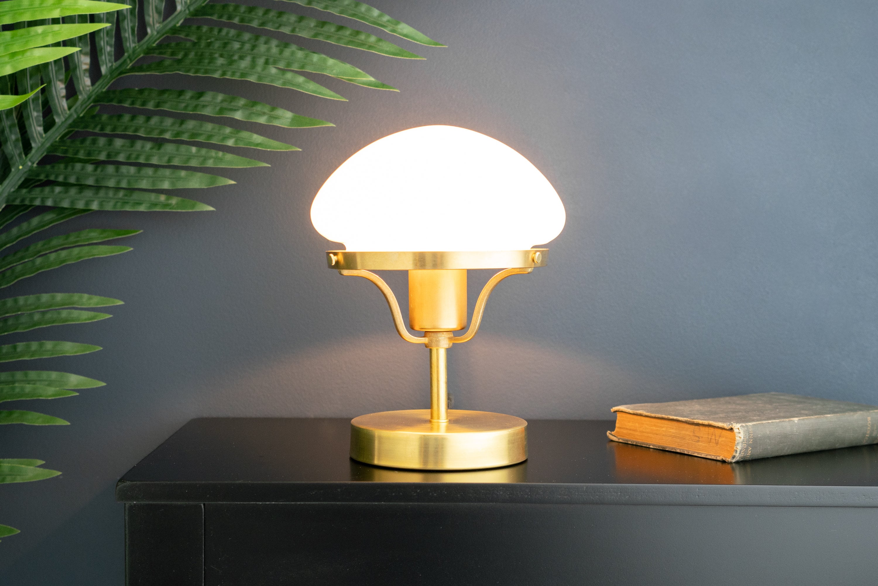 Ornato Luxe Modern Brass or Black Table Lamp With Art Deco Lustre