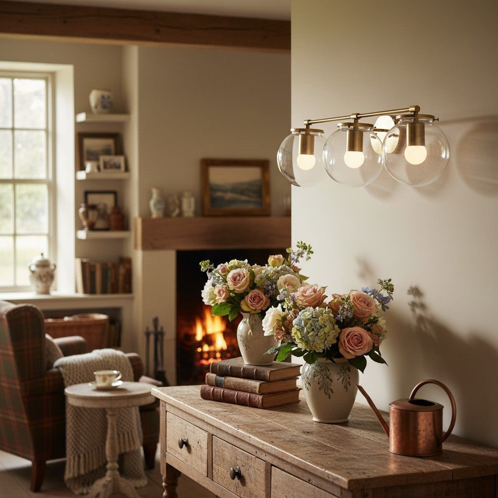 Glorica Glass 3 Shade Globe Vanity Light - Soft Bathroom Light Fixture