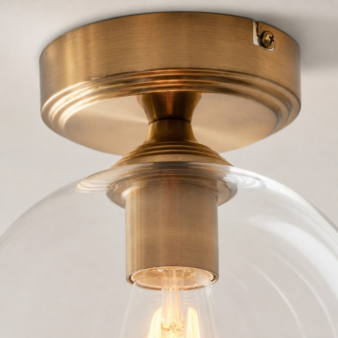 Brazara Dome Ceiling Light - Industrial Ribbed and Clear Glass for Living Room
