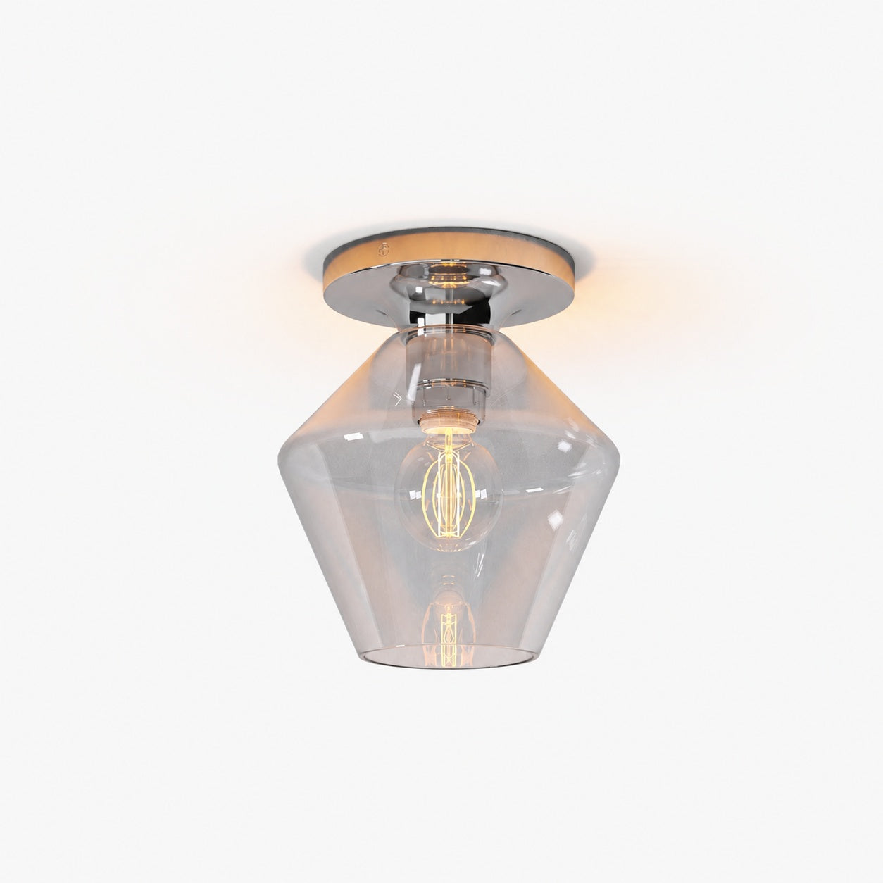 Merin Minimalist Sleek Geometric Glass Flushmount Light
