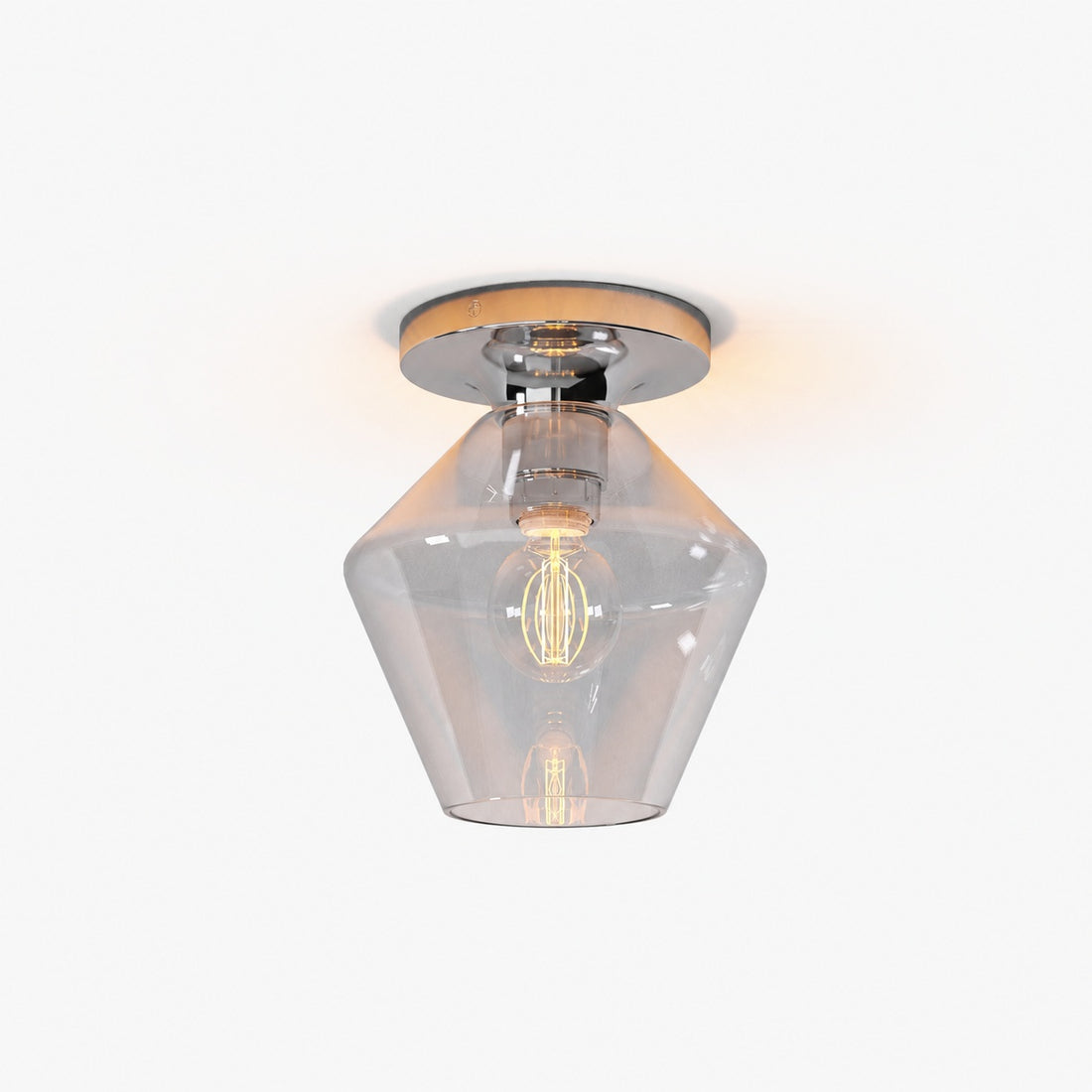 Merin Minimalist Sleek Geometric Glass Flushmount Light