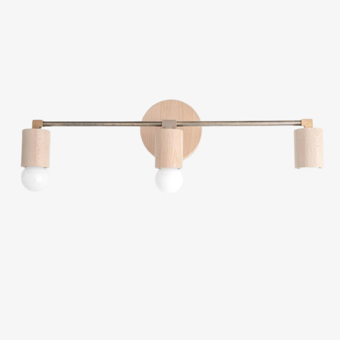 Lumen Woodgrain Frame Boho Wall Lamp – Multi Finish Vanity Lighting Solution