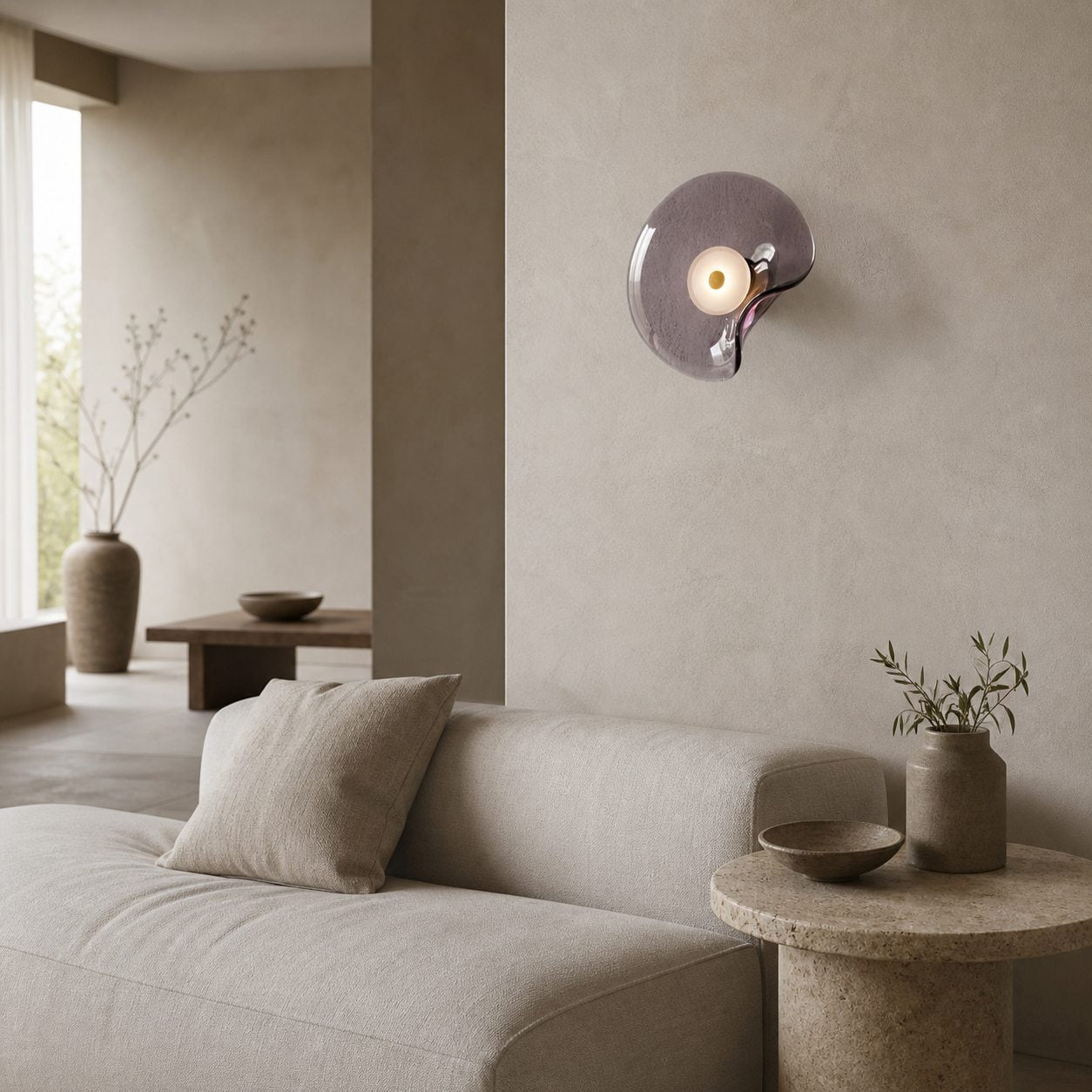 Lunacrest Curved Nebula Inspired Wall Light – Artistic Glass Lighting for Hallway
