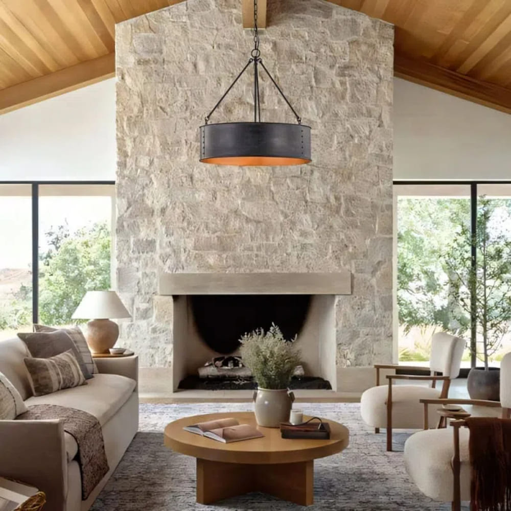 Industrial Black Drum Pendant Light - Metal Pendant For Dinning Room