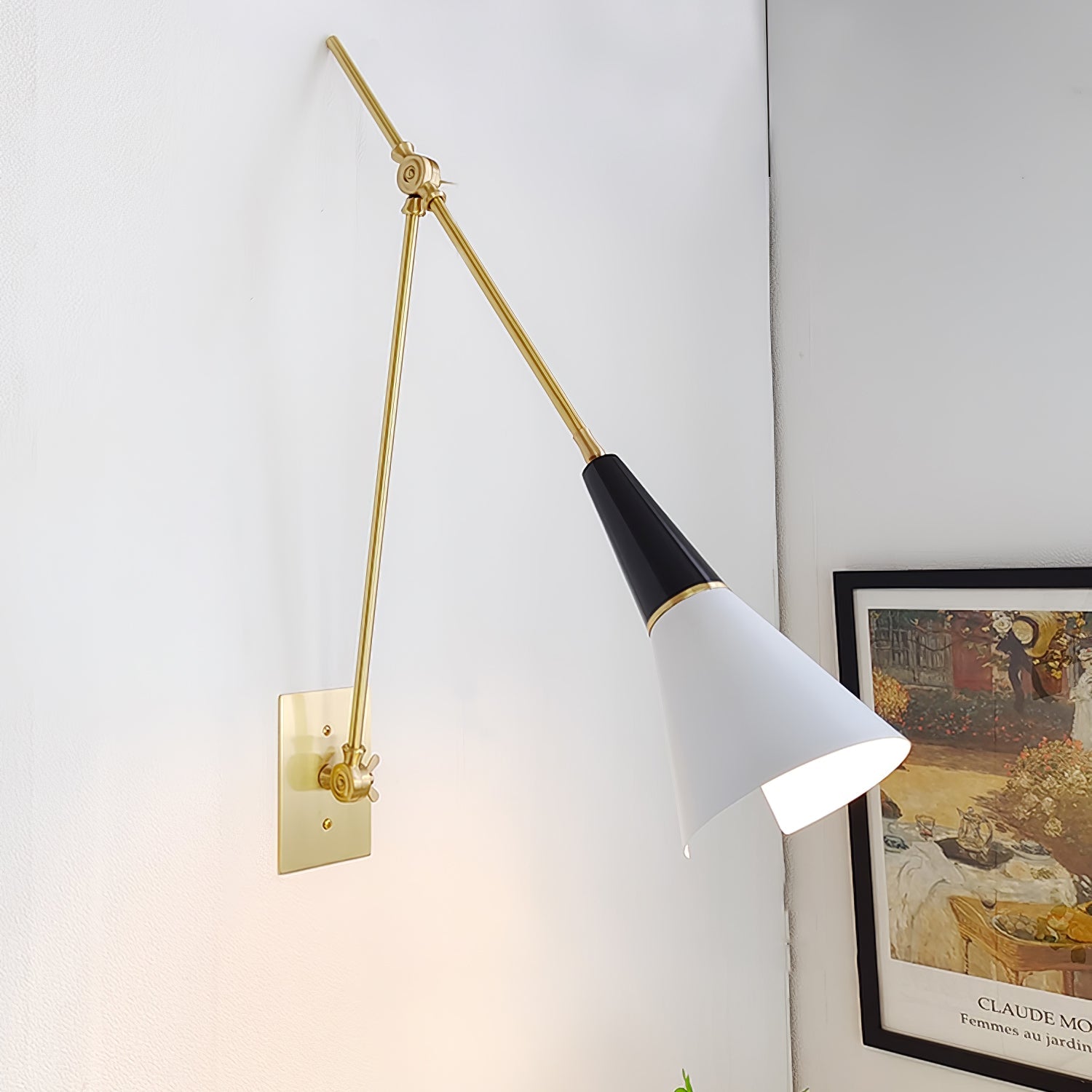 Vintage Metal Adjustable Swing Arm Wall Lamp