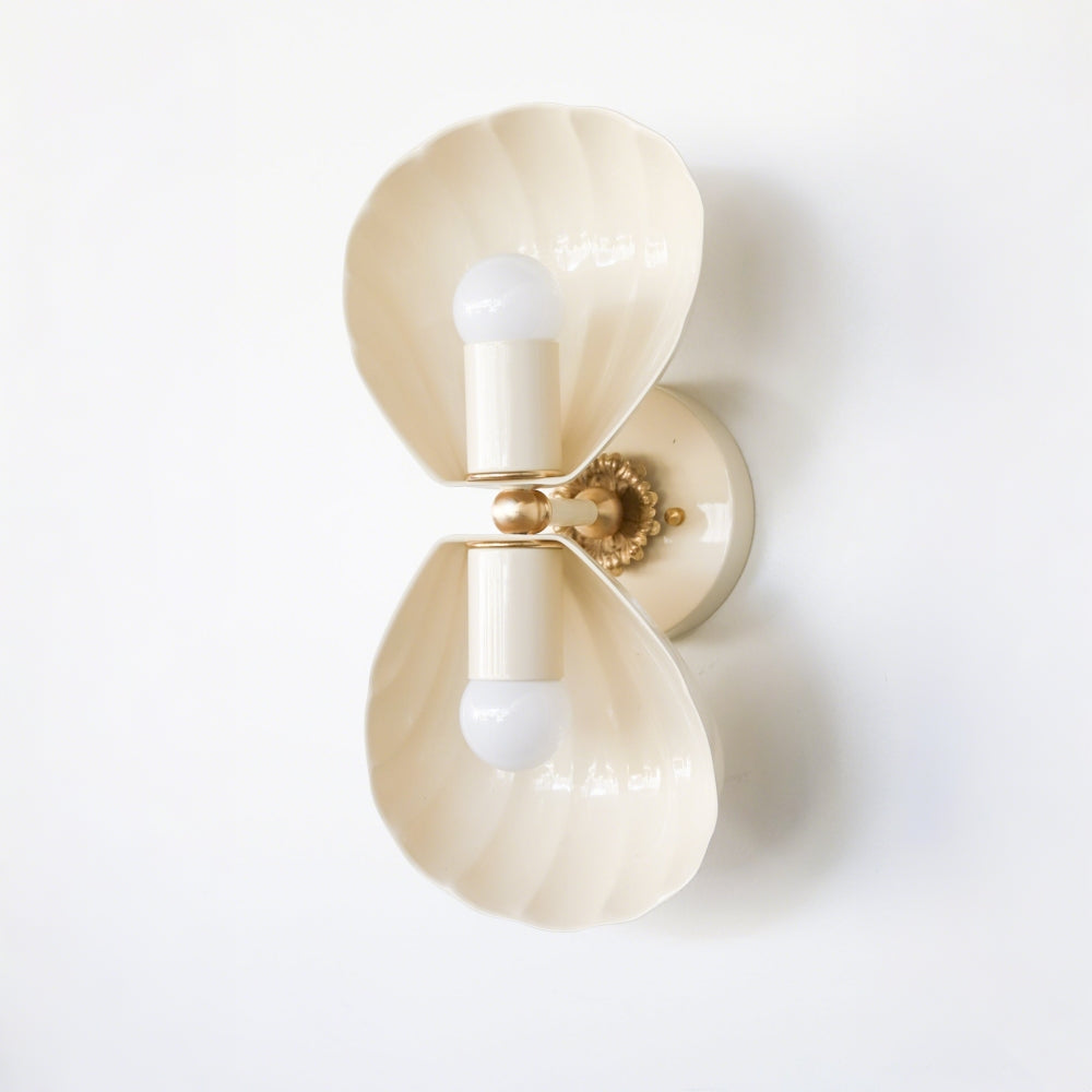 Coastal Shell Wall Light - Double Sconce with Steel and Brass Finish